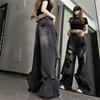 High Street Vintage Schwarze Ripped Jeans Mode Weite Hosen Damen High Waist Gerade Hosen Baggy Hosen Y2k Jeans