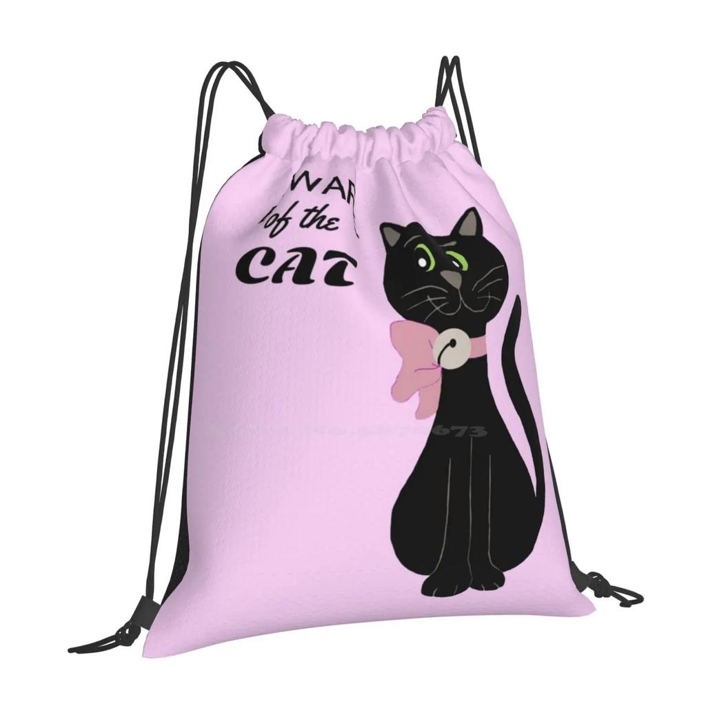 Beware Of The Cat Hot Sale Backpack Fashion Bags Cats Black Cat Rattle Bow Pink Graphic Design Sleeve For Tablet Sleeve For