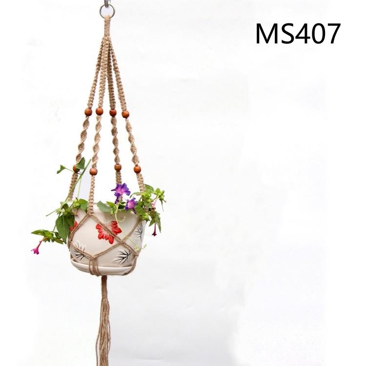 Flower Pot Hemp Rope Hanging Net Straw Macrame Plant Hanger Flower Pot Garden Holder Legs Hanging Rope Basket Balcony Decor