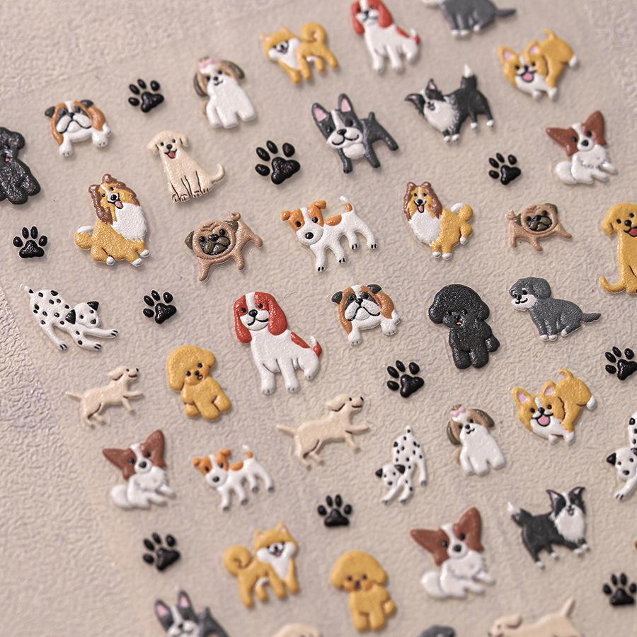 Ferrite Pro Cartoon Nail Stickers: Thin, Tough, Adhesive Nail Art Decals - TS-3701 Happy Dog