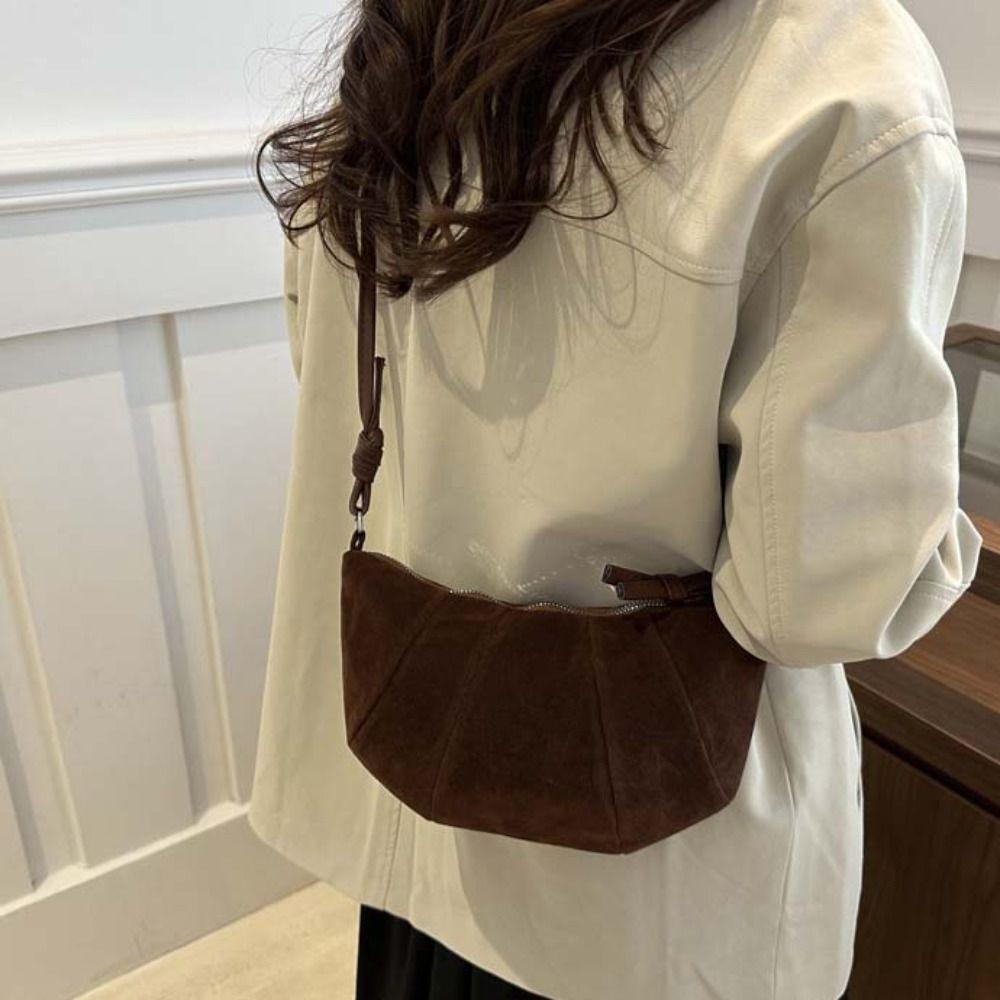 Crossbody Bag Matte PU Dumplings Bag Brown Croissant Shoulder Bag Cute   Gift