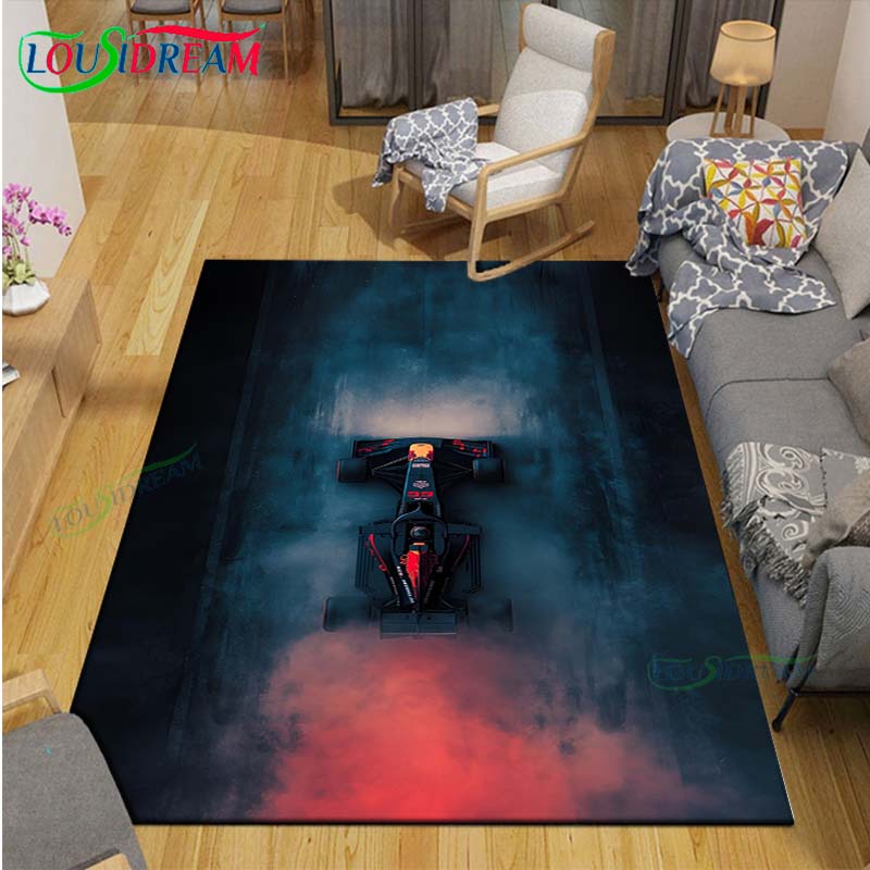 2026 Hot Fashion Racing Car Print Flannel Carpet Outdoor Rug Area Rug Non-slip Carpet Bedroom Decor Carpet for Kids Luxury Gift