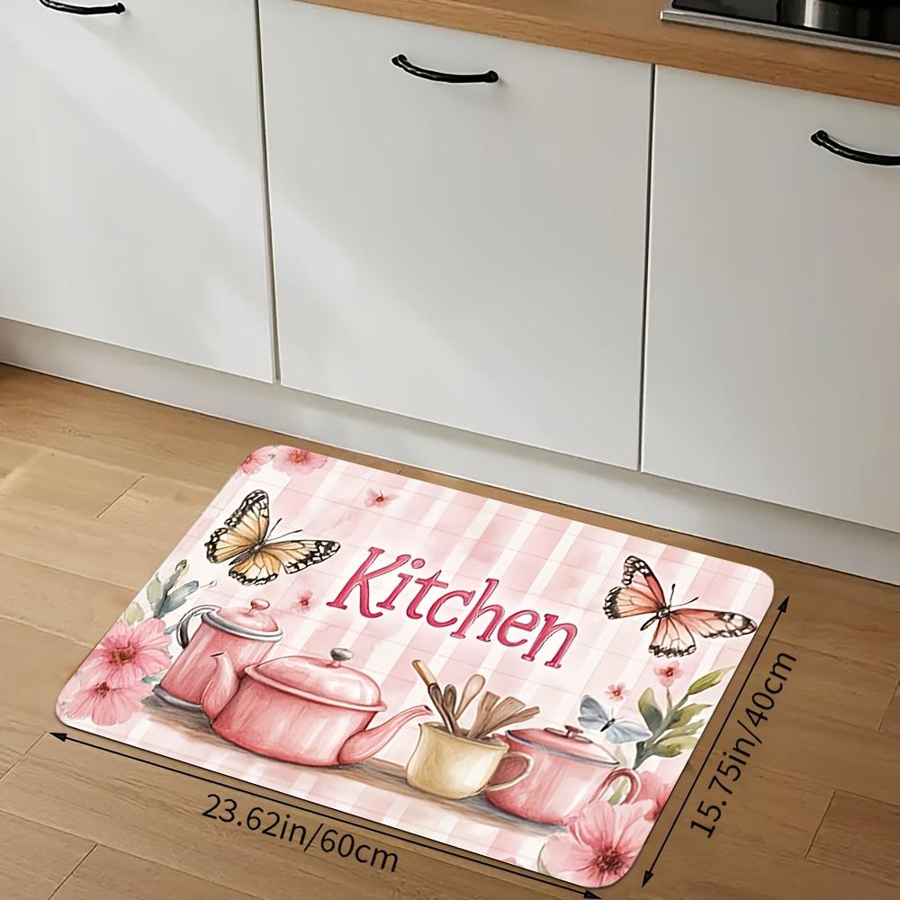 1Pcs Anti Fatigue Kitchen Rugs,Flowers Print Waterproof Non-Slip Thick Cushioned Kitchen Mat Heavy Duty Comfort Standing Mat for Kitchen
