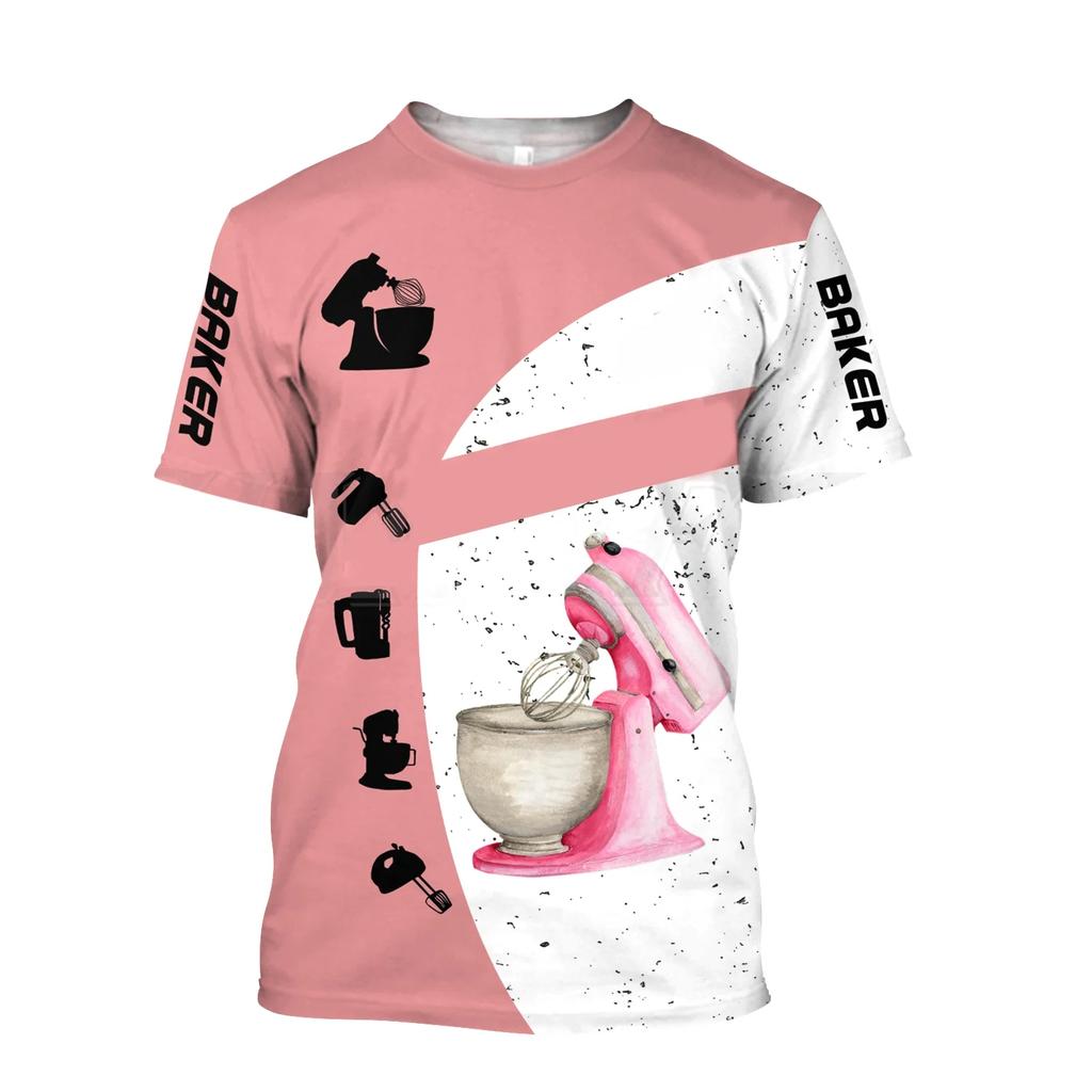 Summer Casul Men's Fashion Customized Name Pastry Chef T-Shirts Baker Uniform Loose O-neck Unisex Clothing Oversized Tees