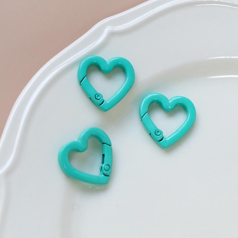 Macaron Color Heart Ring Keychain Clasp for DIY Jewelry, Bracelets, and Phone Chains