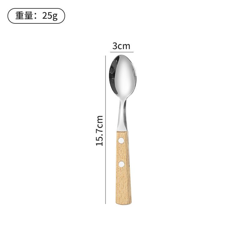 Wooden Handle Stainless Steel Tableware, Knife, Fork and Spoon Four-piece Set, Household Western Food Clip Handle, Steak Knife, Fork and Spoon