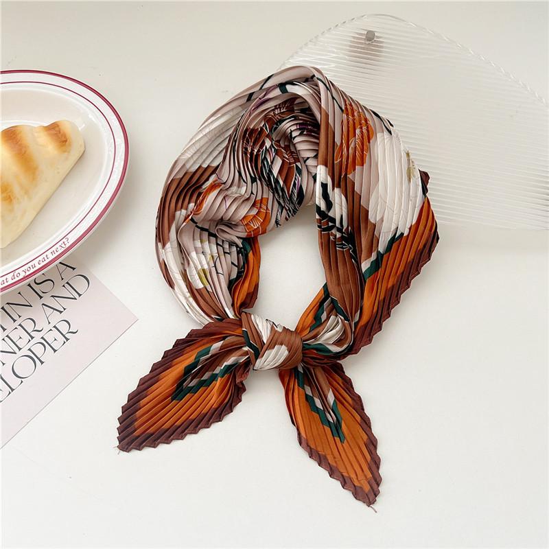 70cm Crumpled Scarf Kerchief Print Square Scarves Women DIY Hair Band Ribbon Headscarf Bandanas Headband Neck Wraps Neckerchief