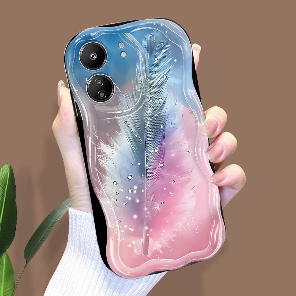 Cute Cartoon Pattern Cream Texture Casing Wavy Edge Soft Silicone Cover Phone Case for Xiaomi Redmi