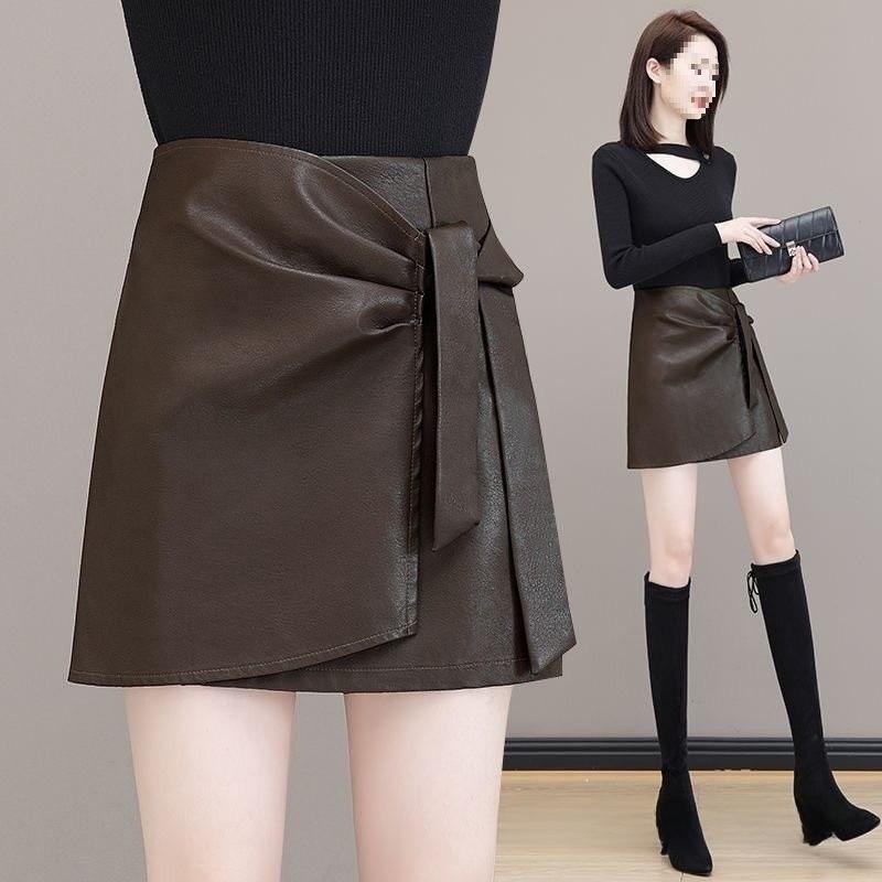 Brand High Waist Short Leather Skirt With Asymmetrical Design For Women