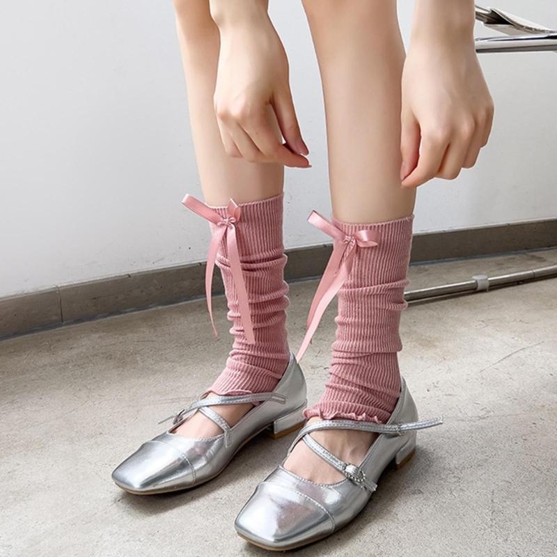 Knit Winter Warm Leg Warmers Long Socks Boot Cuffs Ribbed Leggings Stockings Bowknot Knee Warmers Sleeve