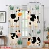 Set Of 2 Cartoonish Cow Pattern Curtains Polyester Kids Room Window Decor Farmhouse Blackout Made Playroom Treatment