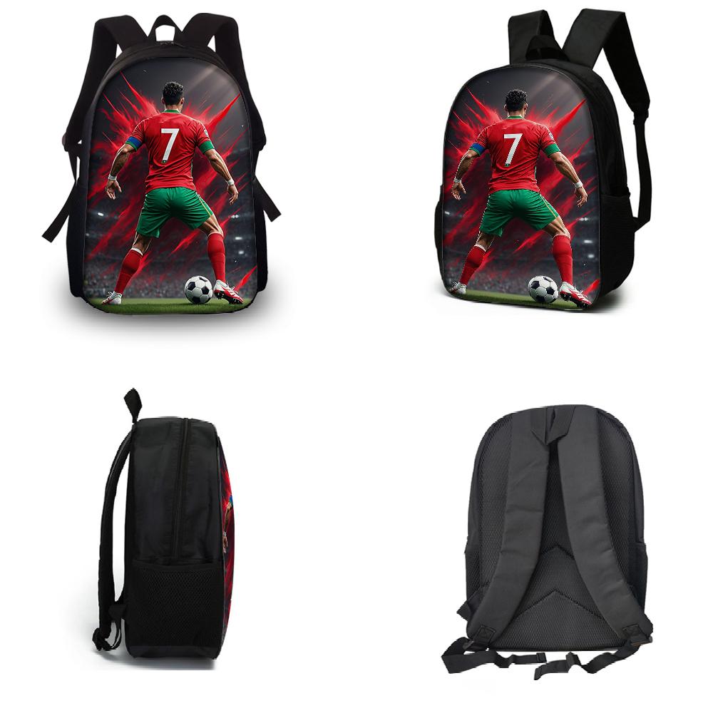 3 pièces Sac à dos Imprimé Flamme de Football Léger Quotidien Grande Capacité Sac d'École Sac de Voyage avec Sac à Bandoulière Trousse à Crayons Cadeau