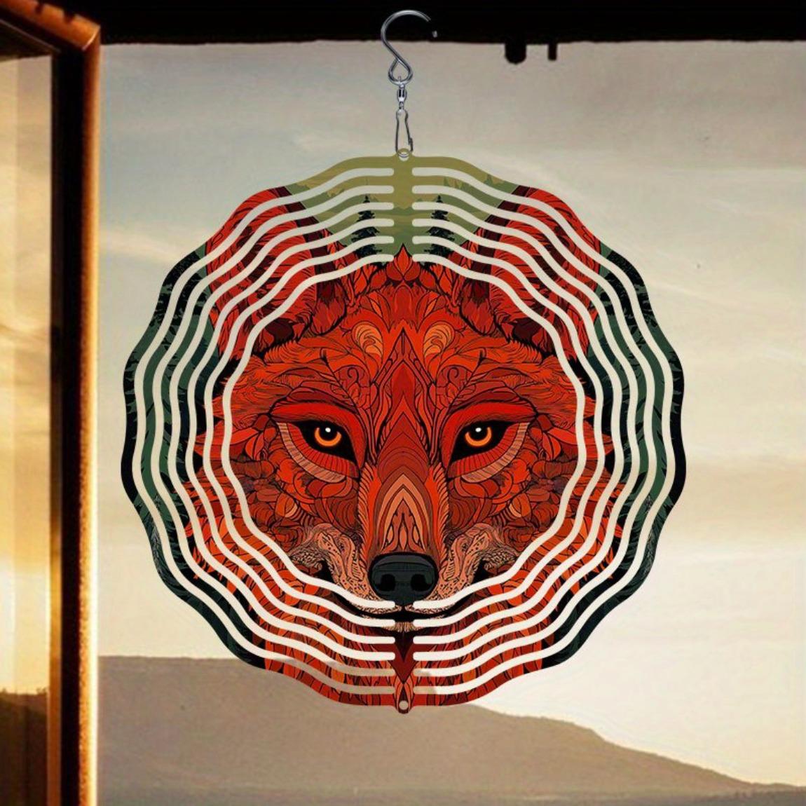 

Вращающаяся ветряная мельница с узором «Лесной лис», 3D металлическая вертушка для двора, кинетический ловец ветра, большой уличный декор, садовое украшение, бесконечно вращающийся подарок