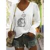 European and American women's large-size fashion casual V-neck long-sleeved bottom T-shirt