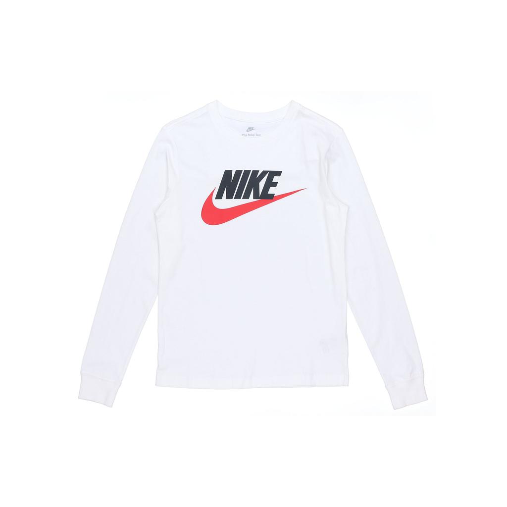 Nike Sportswear Futura Icon Logo Print Casual Crew Neck Long Sleeve T-Shirt Men Tops White CI6292-102