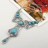 Pendant Turquoise Vintage Necklace With Alloy Chain And Multilayer Design