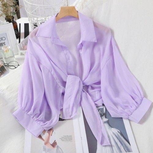 Thin Sunscreen Shirt Women's Summer Loose Bat Cardigan Short Chiffon Air-conditioning Shirt with a Small Shawl Outside the Student Tide