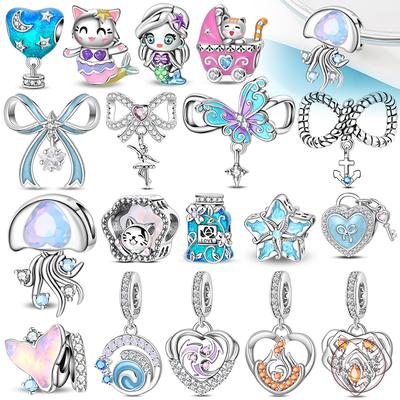 Copper Blue Purple Butterfly Perfume Bottle Starry Skyair Balloon Charms Beads Fit Diybracelets Jewelry