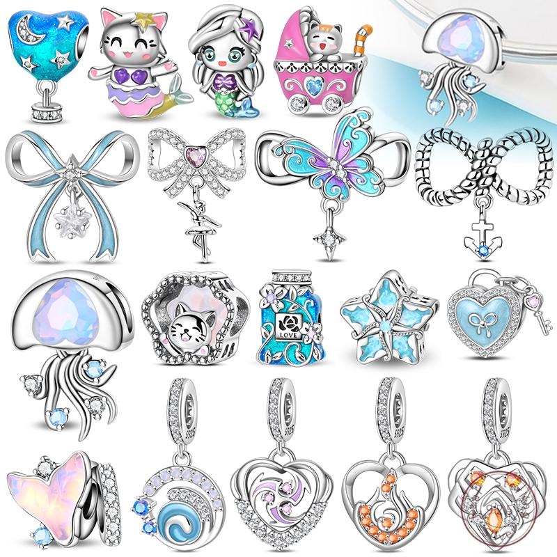 Copper Metal Blue Purple Butterfly Perfume Bottle Starry Sky Popular Hot Air Balloon Charm Bead Components Bead Components Compatible With Do It