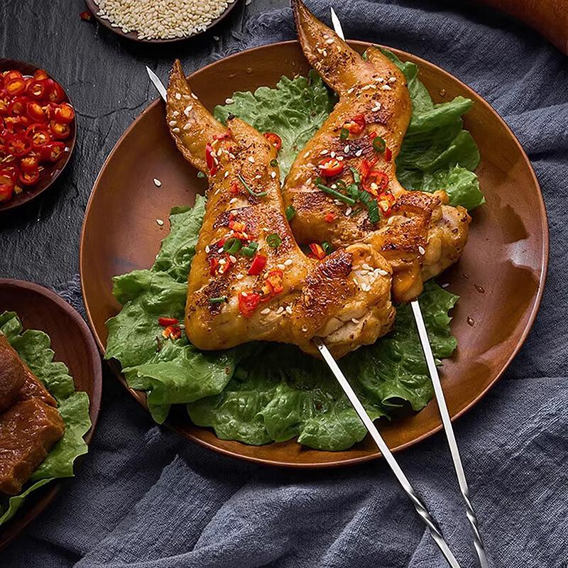 10 Stücke Silber Edelstahl Grillspieß Wiederverwendbare Grill Sticks Bbq Gabel Bbq Utensil Küche Outdoor Camping Werkzeug