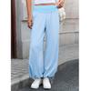 Pantaloni da Donna Elasticizzati a Vita Alta Vestibilità Casual Gamba Larga Lunghi Pantaloni con Tasche