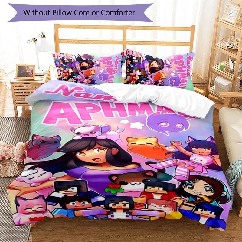 Set Biancheria da Letto Aphmau Personalizzato con Nome 3 Pezzi Copripiumino Chiusura Include 1 Copripiumino & 2 Federe per Tutte le Stagioni Decorazione Camera da Letto