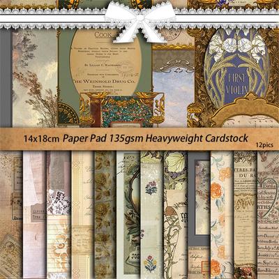 12 Sheets Retro Collage Background Paper for European & American Journaling DIY Stickers