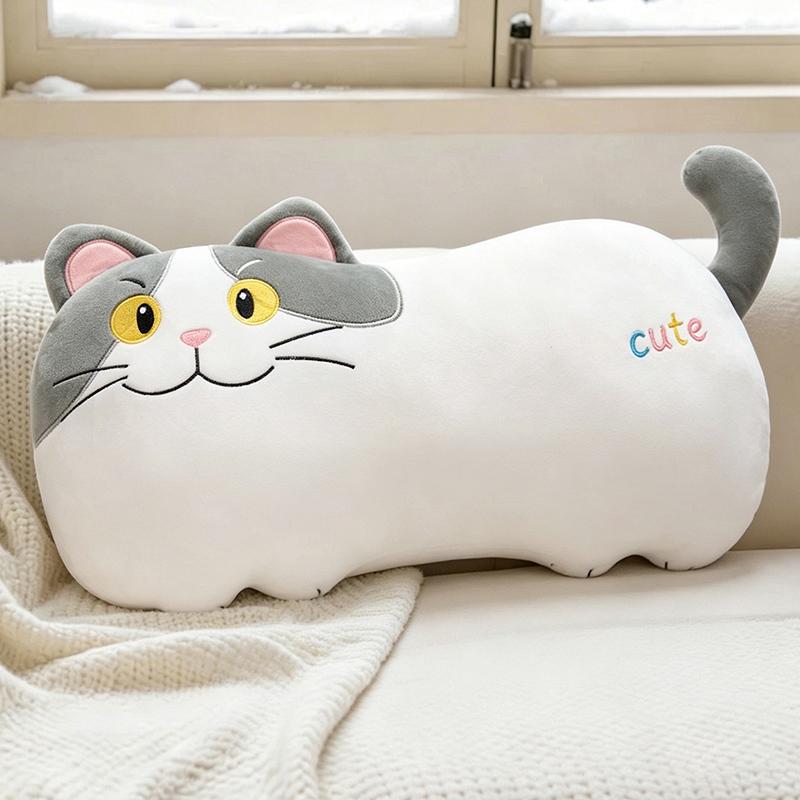 Kawaii Cartoon 3 Colors Cat Plush Toys Cozy Fabrics Happy Kitten Throw Pillow Soft Resilient Sleeping Pillow Cute Kids Gift
