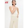 HM Women's Clothes Casual Pants Autumn Fashionable Loose Jersey Straight High Waist Pants 1195434