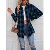 Autumn Winter Women's Plaid Shirt, Lapel Long Sleeve Loose Casual Blouse, European American Style Fashion Top