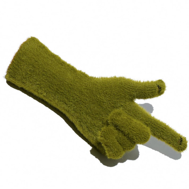 TUDE HAIRY FINGER HOLE GLOVES GREEN