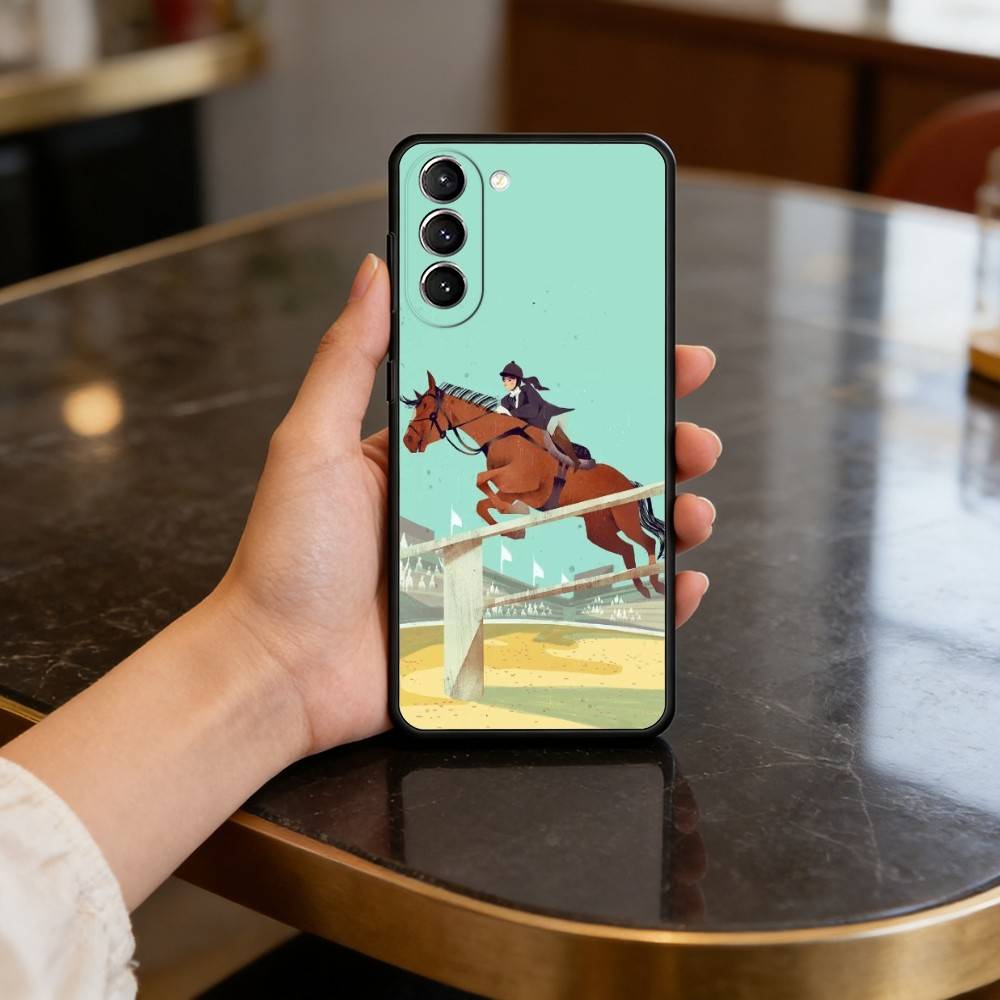 

Чехол для телефона H-Horse-SE R-Riding-NG для Samsung S25,24,23,22,30,21,10,9,Ultra,Plus,Lite,FE,4,5 G Мягкий черный чехол Samsung S24