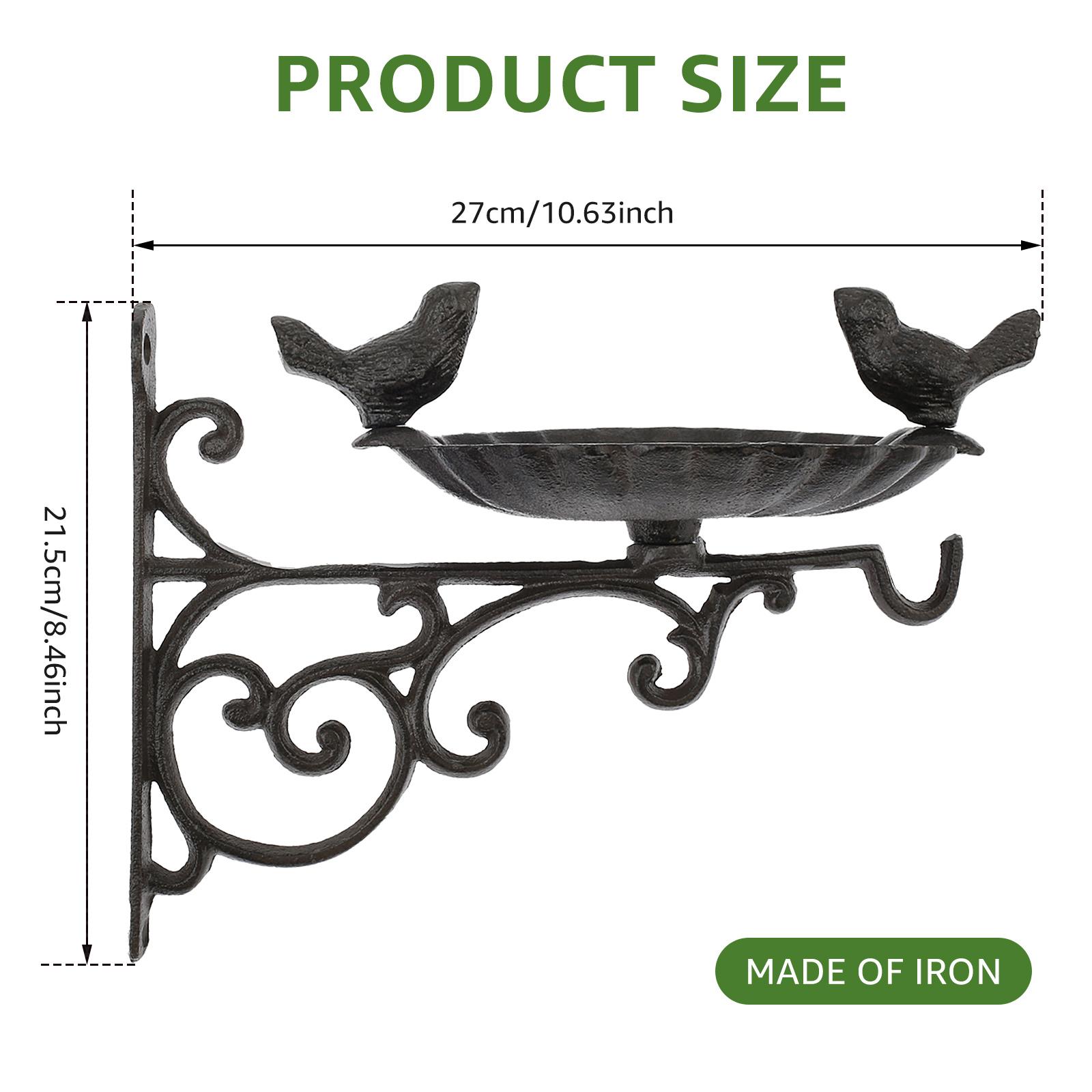 Многофункциональная платформа-кормушка для птиц Легко устанавливается Декор Кормушка для птиц Прочная настенная поилка для птиц Элегантная чугунная кормушка для птиц 27x27x21.5cm