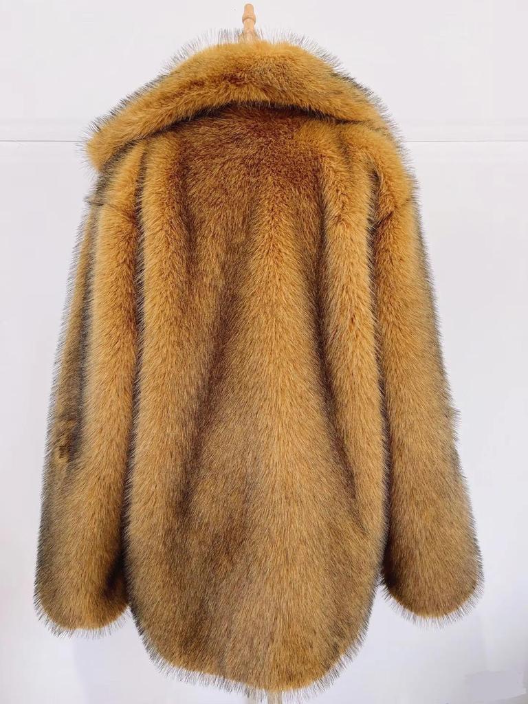 Eco-Friendly Faux Fur Mid-Length Women's Coat - Warm Winter 2025 European & American Style