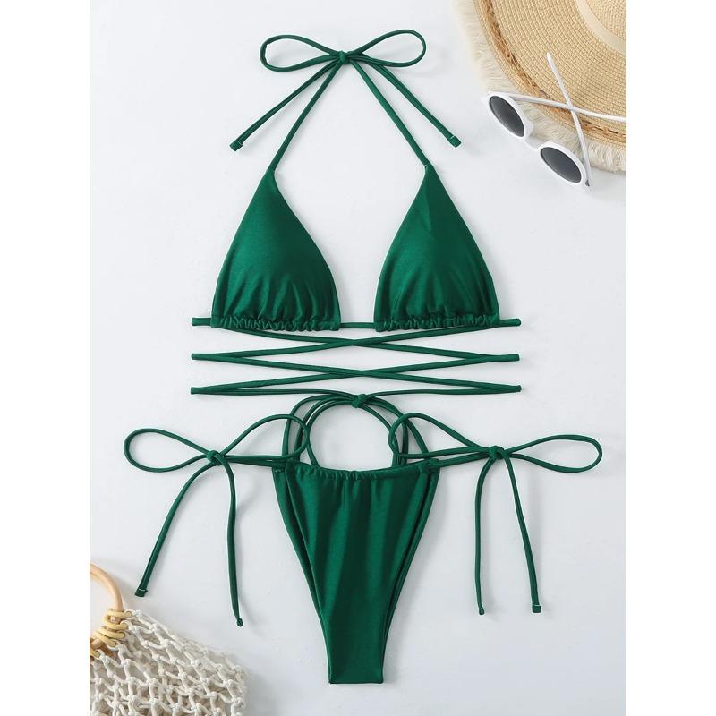 Sexy Micro Bikini 2025 Kruislings Bandage Zwemkleding Vrouw Zwempak Vrouwelijke Tanga Bikini Set 2 Delig Dames Badpak Strandkleding