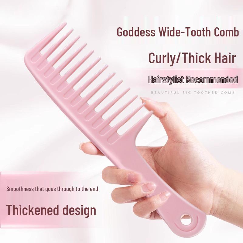 Large Wide-Tooth Curling Comb for Women: Ideal for Post-Perm, Massage, Long Hair & Fluffy Crown at Home.