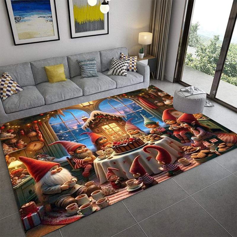 C-Christmas Dwarf Print Carpet Door Mat Living Room Bedroom Non-slip Carpet Home Decoration Floor Mat New Year Gift