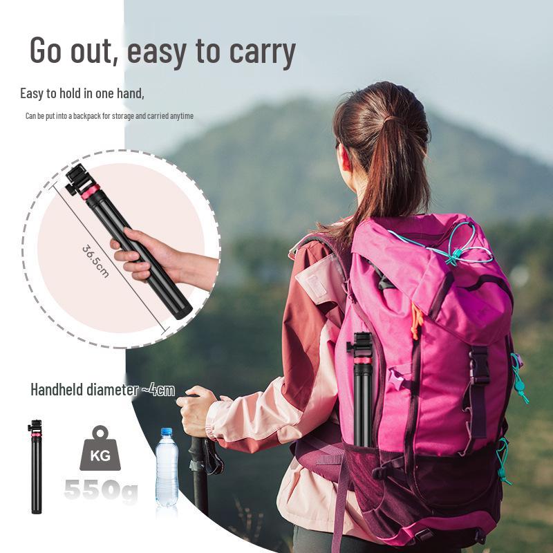 Outdoor 2m Floor Stand Tripod with Four-Stage Height, Reinforced Support, Phone Clip, and Telescopic Four-Section Portability