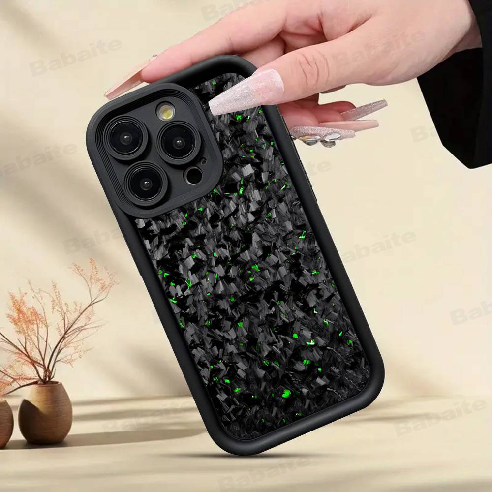 Forged Carbon Fundas Phone Case For IPhone 16 15 14 Plus 13 12 11 17 Pro Max Pro Soft Cover
