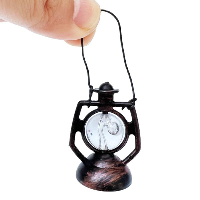 Vintage Miniature Kerosene Oil Lamp 1/12 Dollhouse Furniture Realistic Baron Lantern Girls Toy DIY Moss Landscape Kits
