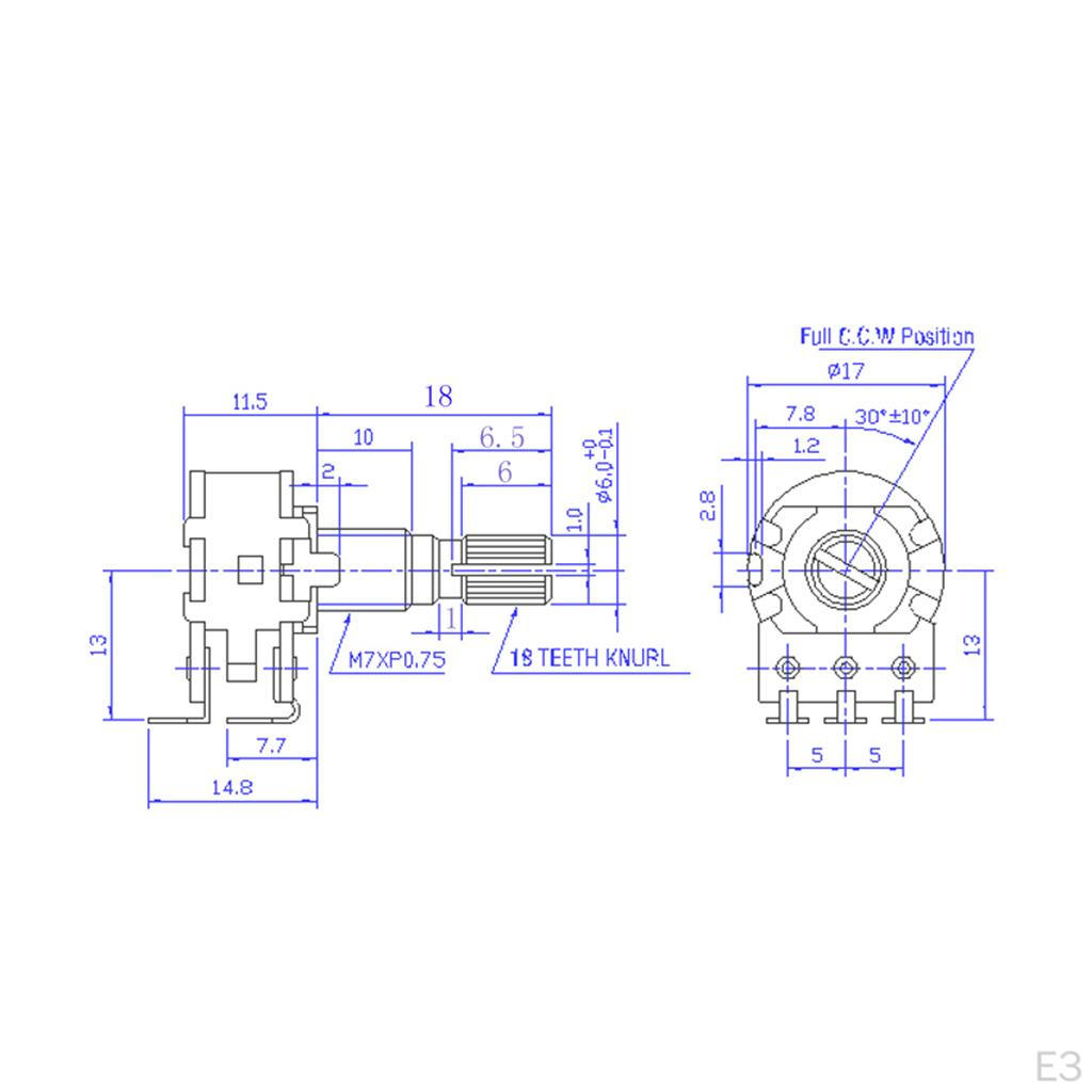 18mm Guitar Potentiometer Audio Pots for Electric Bass