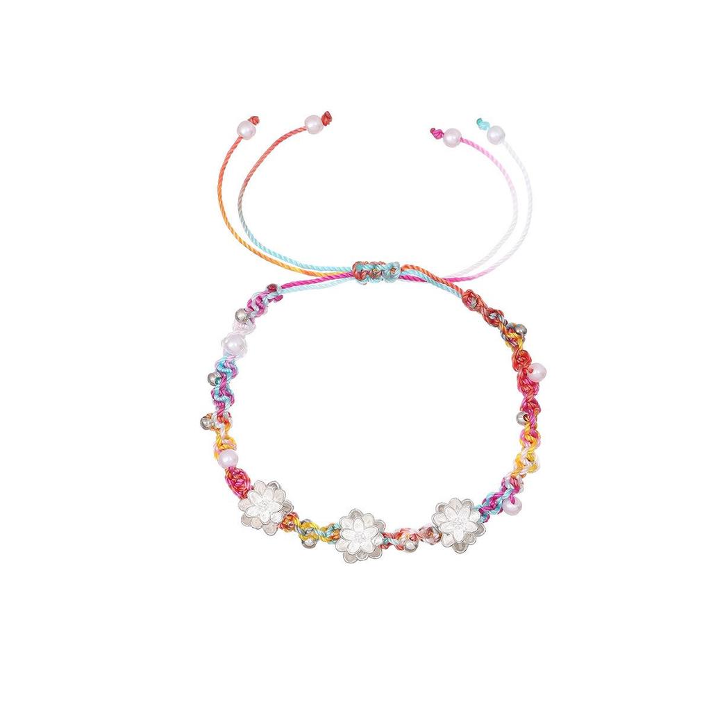 Colorful Lotus Pearl-Embellished Ethnic Bracelet