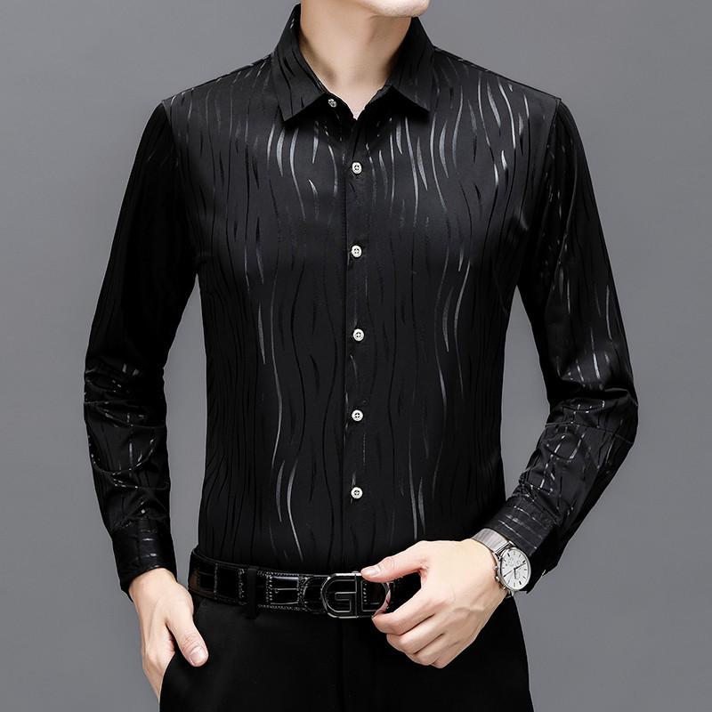 Autumn Men's Business Casual Striped Long Sleeve Men's