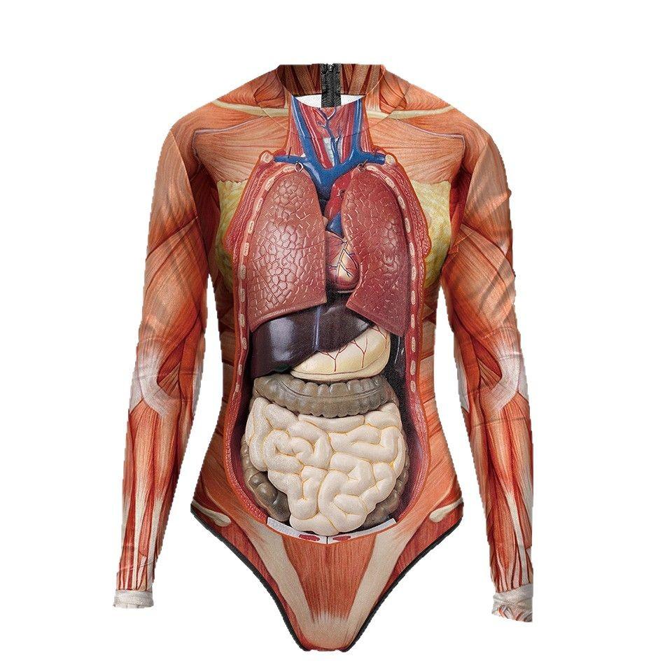 Women's armor 3D printed cosplay long sleeve zipper tight swimsuit