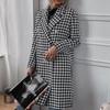 Women's Houndstooth Print Mid-Length Wool Coat - Autumn/Winter Collection
