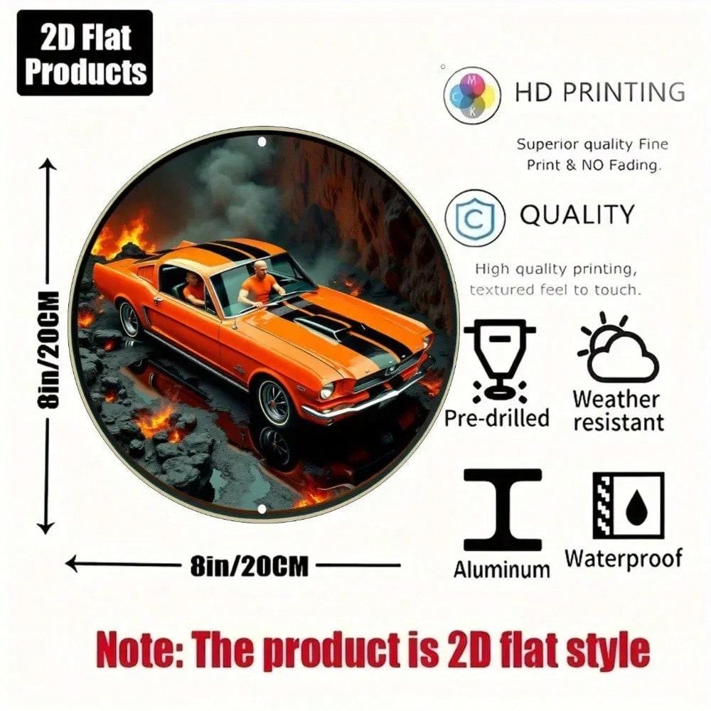 Vintage Muscle Car Metal Wall Art Retro Automotive Decor Classic Orange Finish TYA12879-20X20CM разноцветный