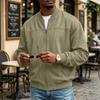 Men's Casual Long Sleeve Zip Up Baseball Jacket with Stand Collar and Pockets