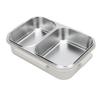 Stainless Steel Lunch Box Container Sealed Odorproof 2 Compartment Portable Square 1.2L Grey