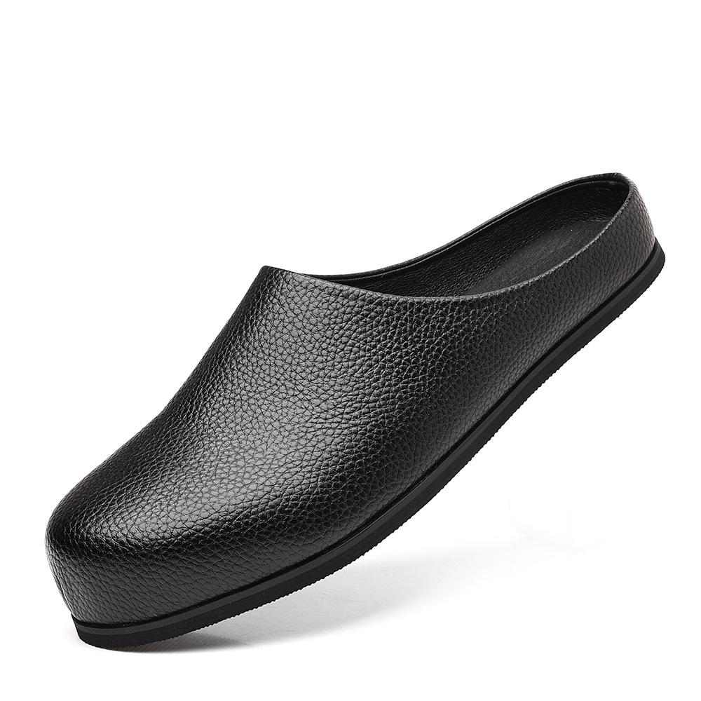 Vintage Móda Venkovní Pánské Nazouvací Pantofle s Měkkou Podrážkou Polokryté Pantofle Velká Velikost Retro Ležérní Pánská Obuv Pohodlná Obuv