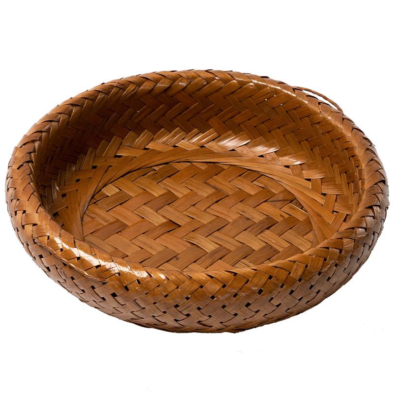 Handwoven Bamboo Retro Snack Basket and Plate for Picnic and Storage